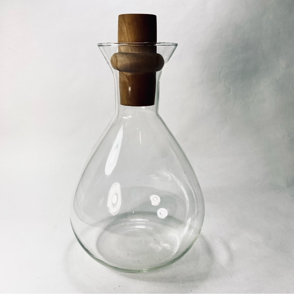 Vintage Pyrex Glass Wine Decanter with Wood Stopper "Wine Country" Series